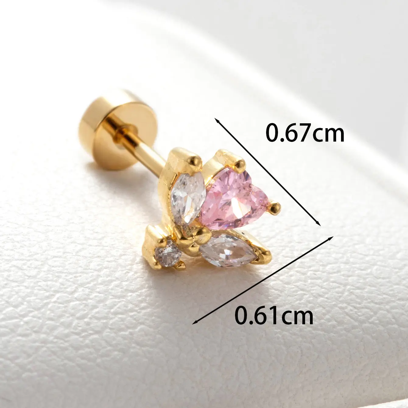 1 Piece Simple Series Classic Butterfly Titanium Steel  Gold Color Zircon Women's Stud Earrings h5 